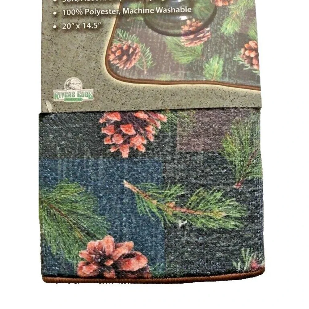 River's Edge Pinecone Dish Drying Mat Cabin Ranch Lodge Cabin Super Absorbent